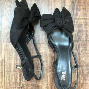 Zara black bow kitten heels